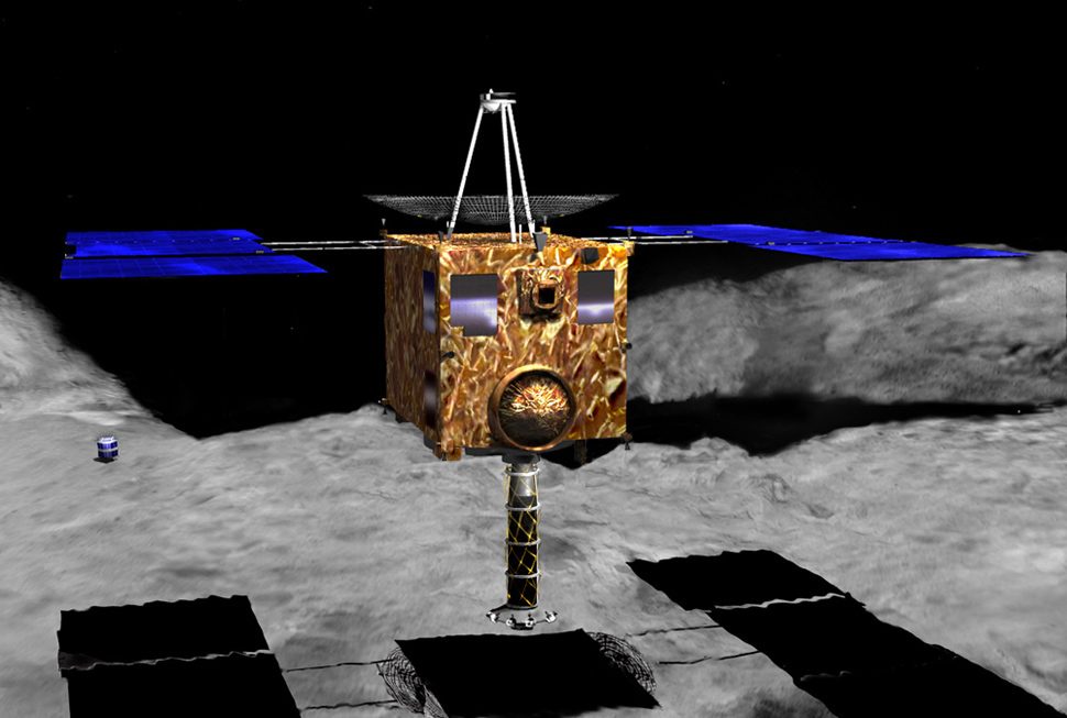 Hayabusa probe above Itokawa