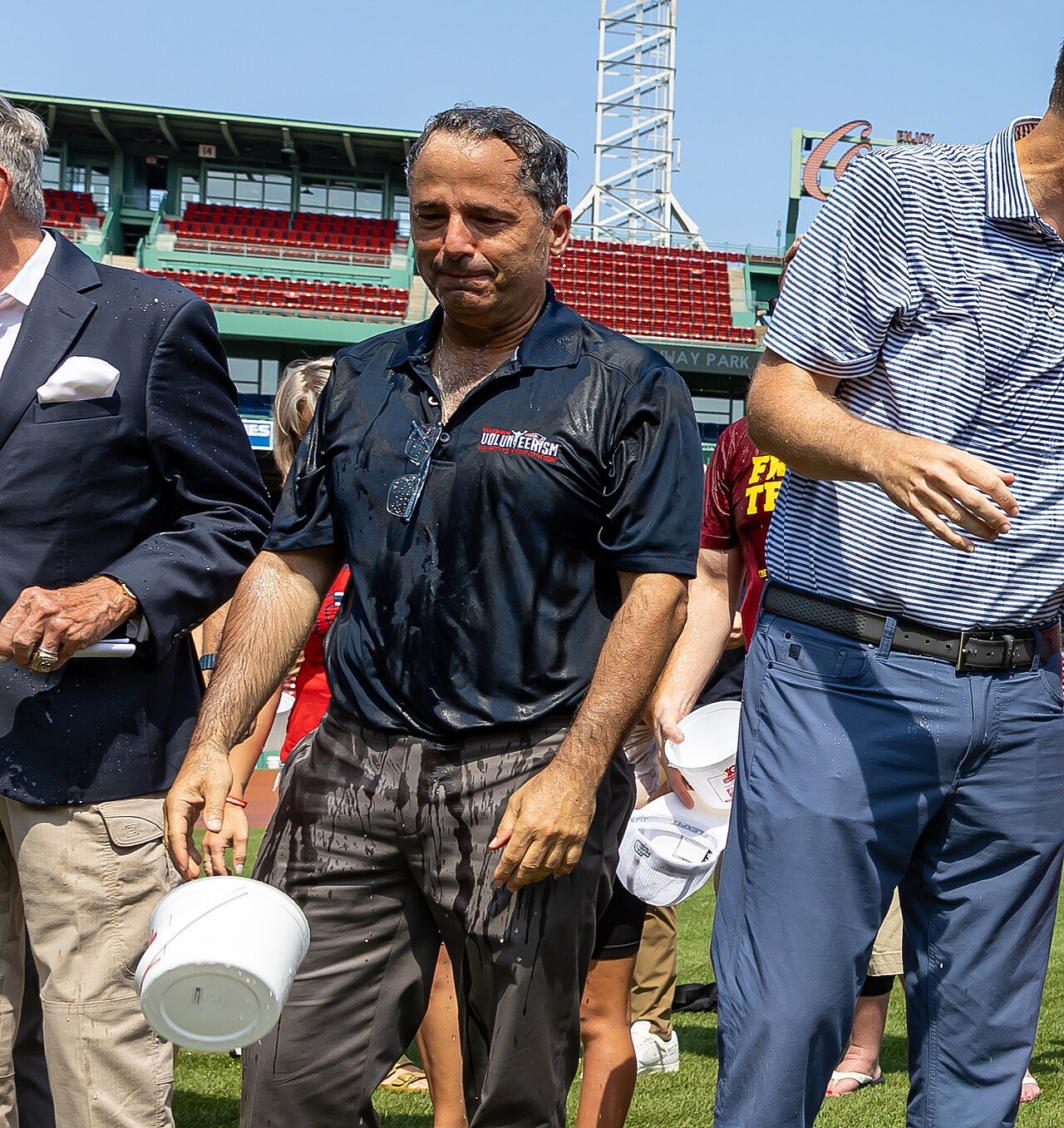 Josh Kraft at the tenth-anniversary commemoration of the Ice Bucket Challenge