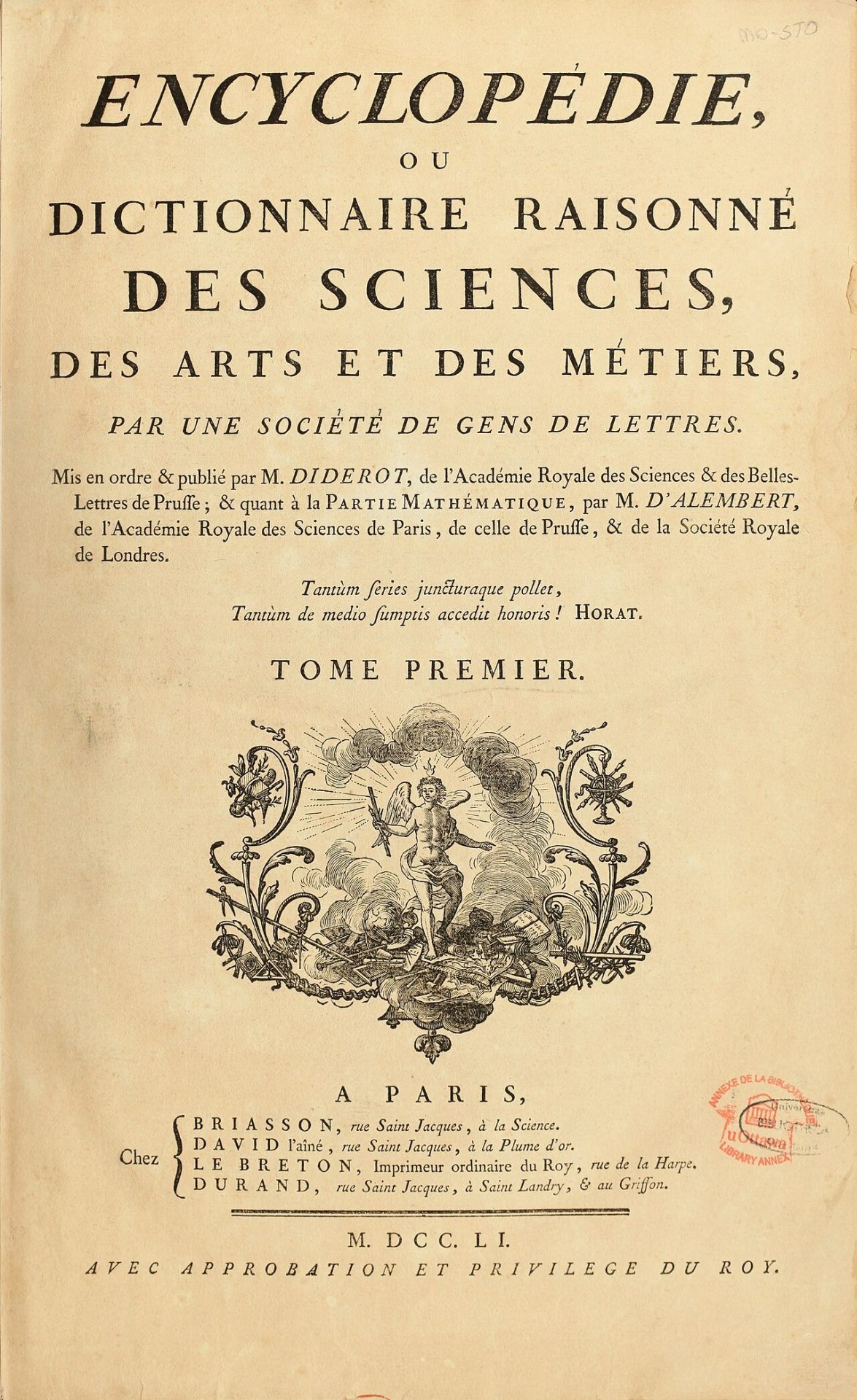 Encyclopédie, first page