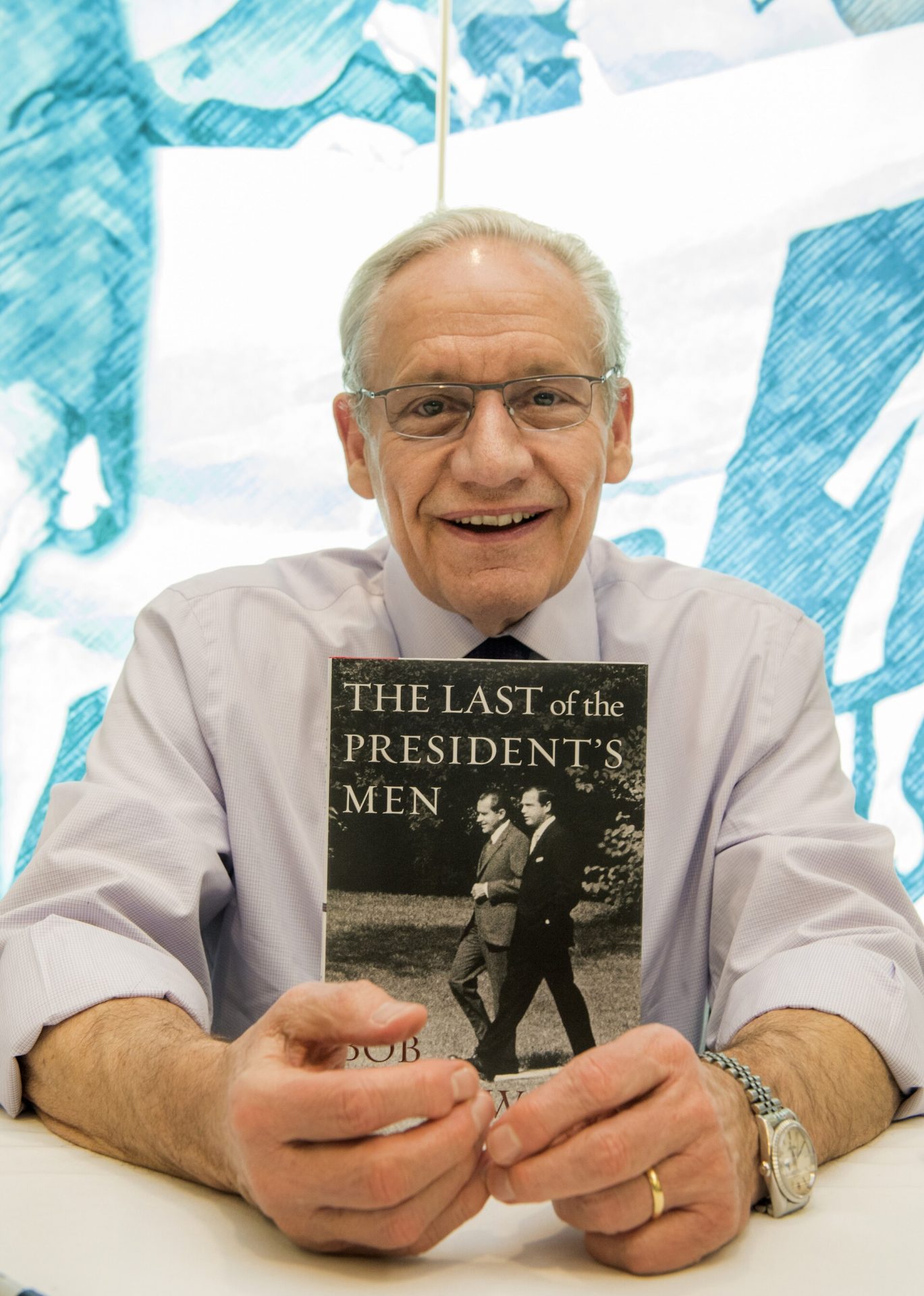Alexander Butterfield y Bob Woodward en un acto del LBJ Library