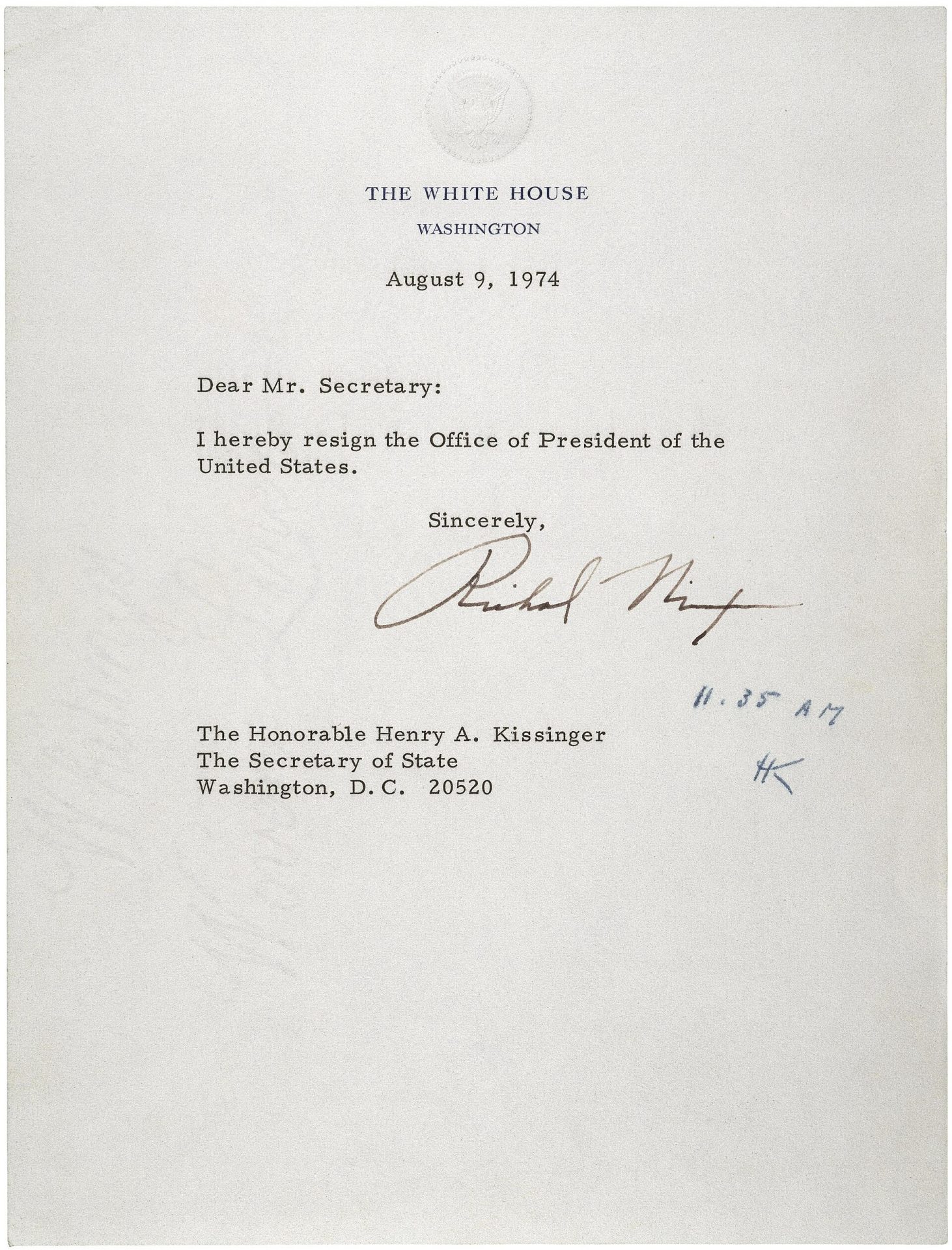 Carta de dimisión de Richard Nixon