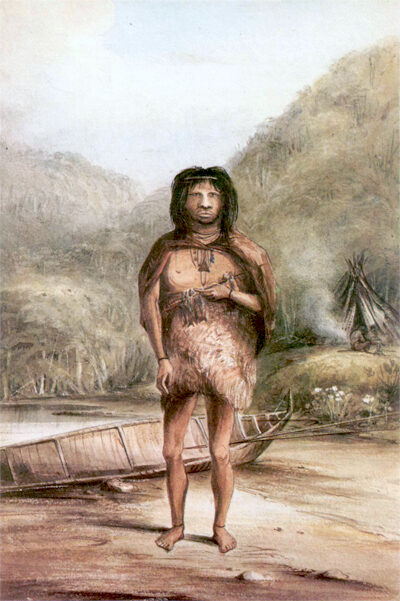 Inhabitant of Tierra del Fuego, Watercolor by Conrad Martens