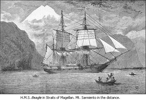 HMS Beagle in the Strait of Magellan