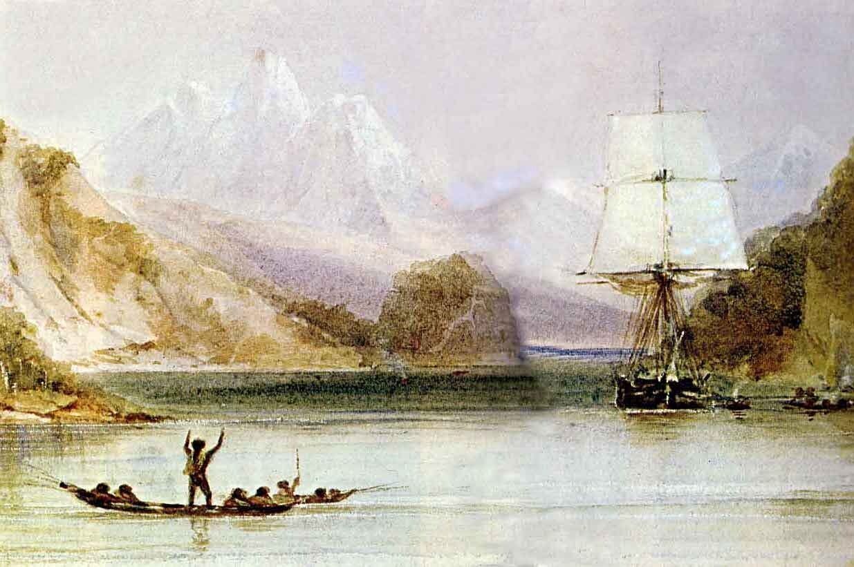 HMS Beagle in Tierra del Fuego