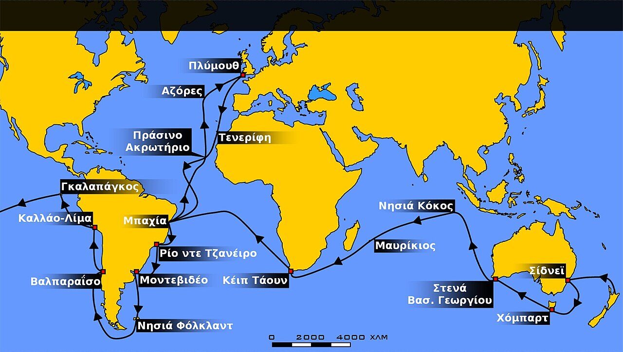 Ocean Route of the Voyage of the Beagle